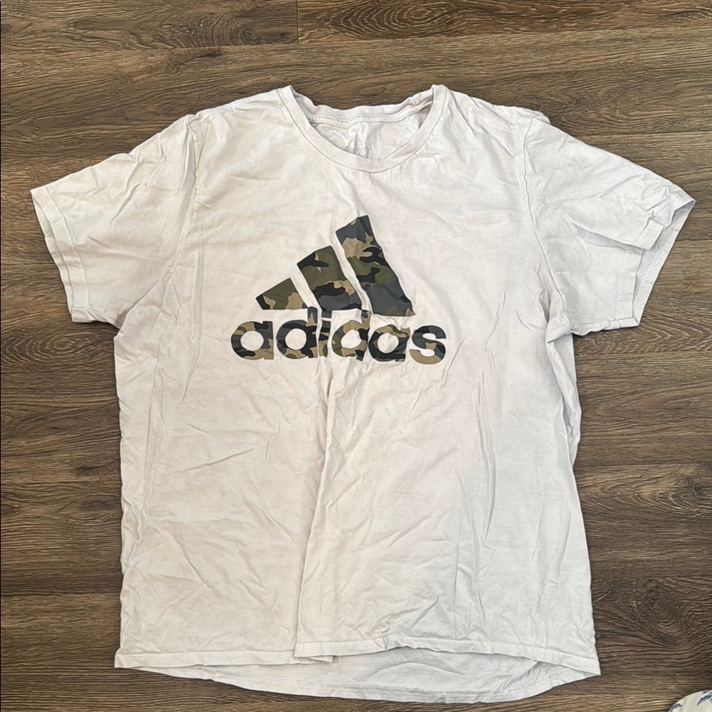 Adidas White Camo Logo T-Shirt